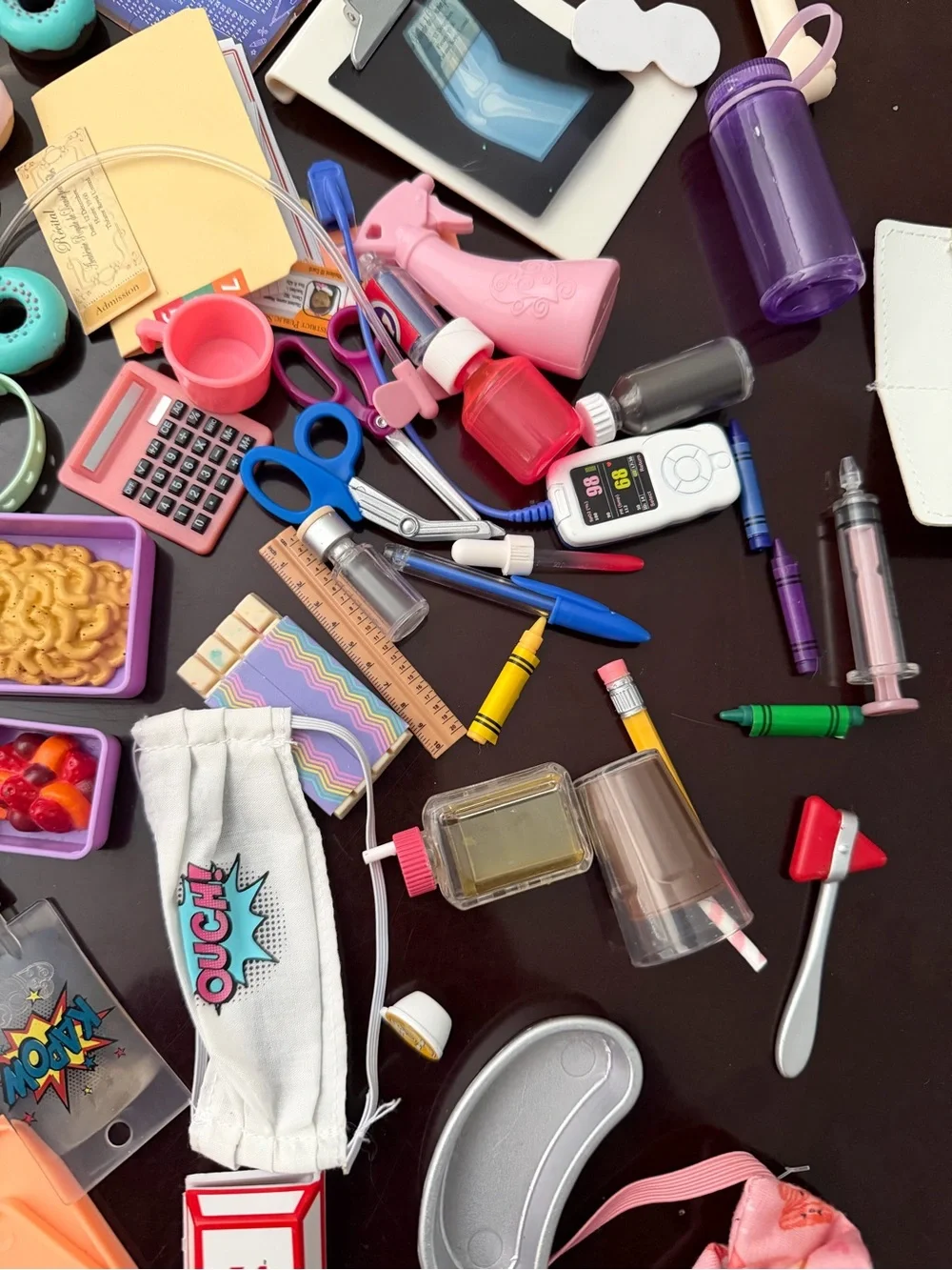 Our generation sets: food, doctor office, school, and some other accessories